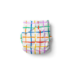 Tu checked Poo - pañal reutilizable de color blanco con motivos en cuadros de colores con fondo blanco